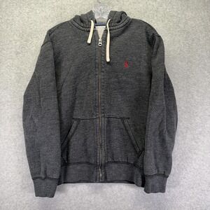 Polo Ralph Lauren Hoodie Mens Medium Gray Full Zip Fleece Pony Thermal Hood